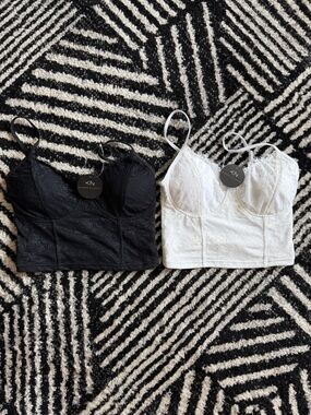 Klassy Network Lace Brami Set — White & Black